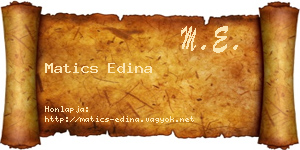 Matics Edina névjegykártya