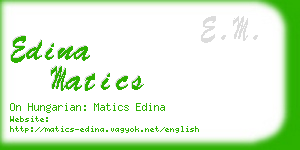 edina matics business card